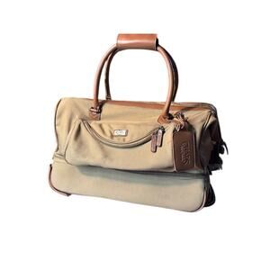 Vintage Chaps Canvas Duffle Bag Suitcase Luggage Rolling Suitcase Weekender Tan